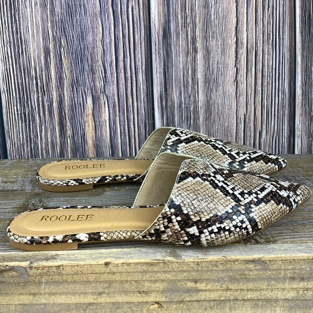 Roolee Faux Snake Skin Flats- Size 7.5